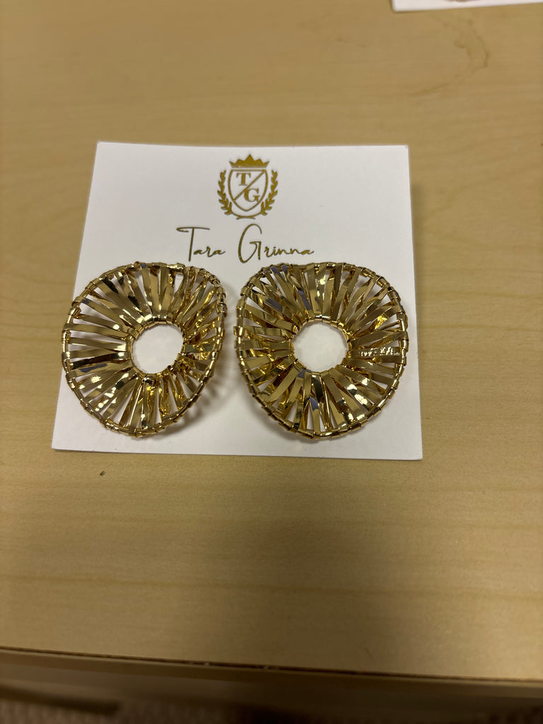 18k Gold Plated Circle Earrings-(TG-910479)