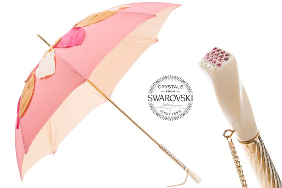 Pink Leaf Italian Luxury Umbrella