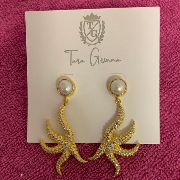 Half Starfish Cocktail Earrings-(TG-910367)