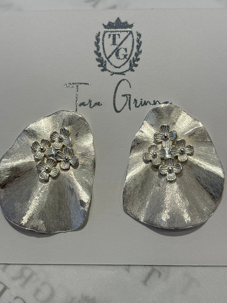 18k Plated Floral Chip Earrings-(TG-910465)