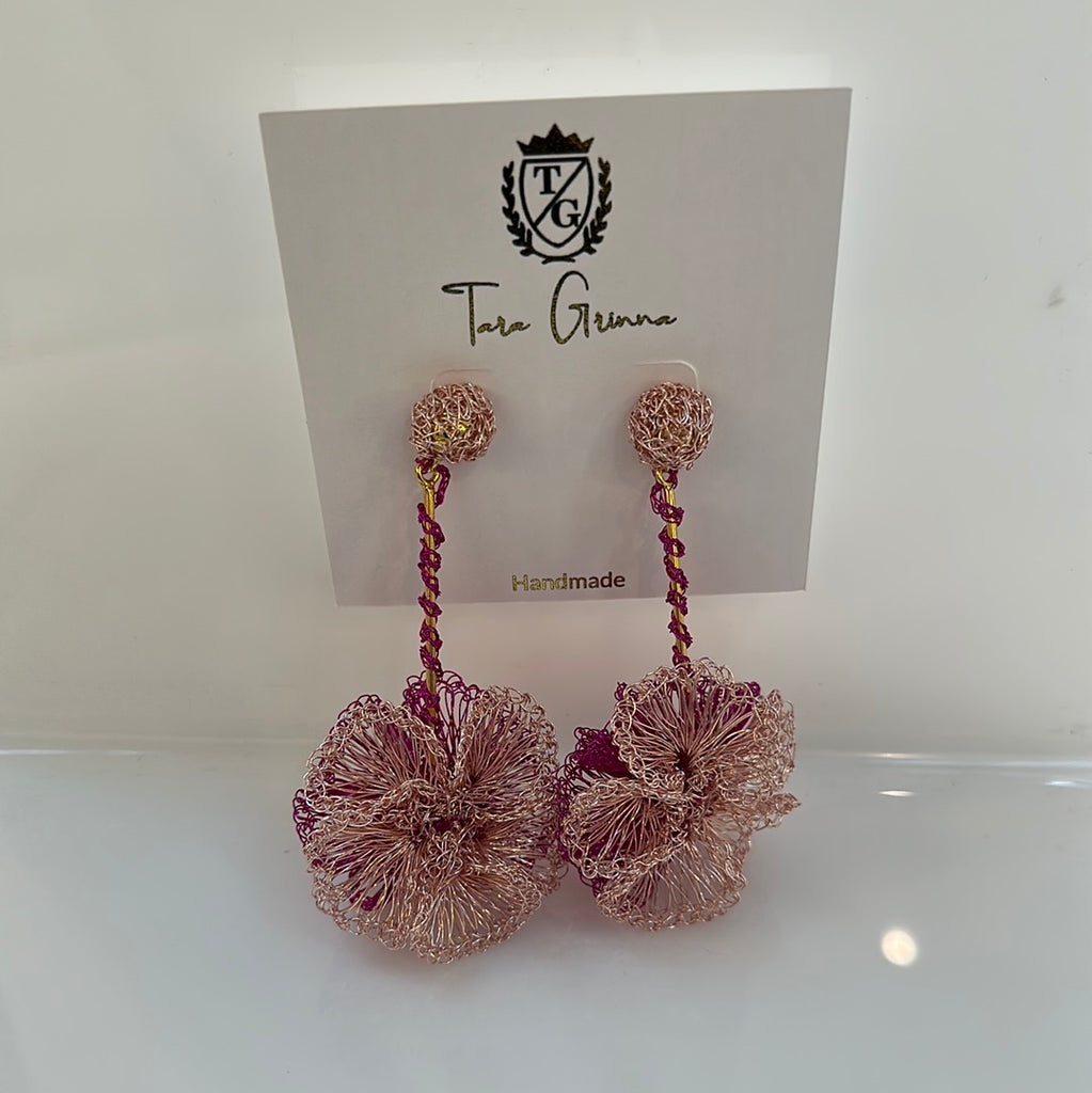 Crochet Floral Dangle Earrings-(TG-910338)