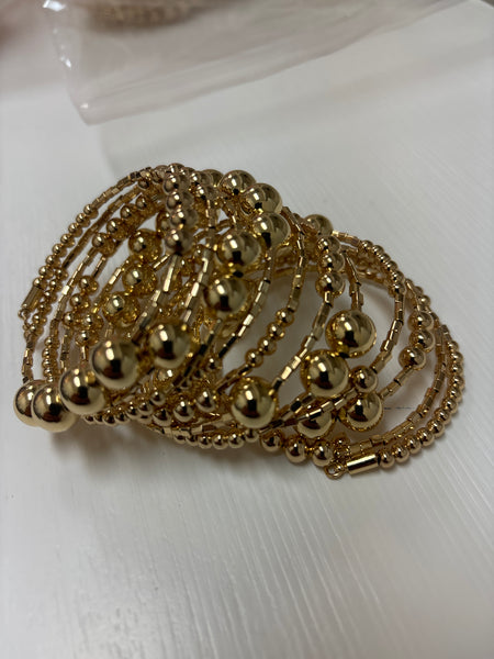 18k Gold Plated Trie Beaded Bracelet-(TG-93118)