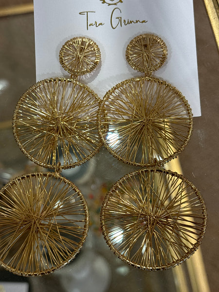 Double Wire Circle Drop Large Earrings-(TG-910457)