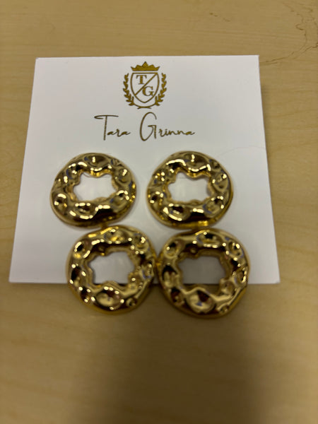 18k Gold Plated Circle Earrings-(TG-910480)