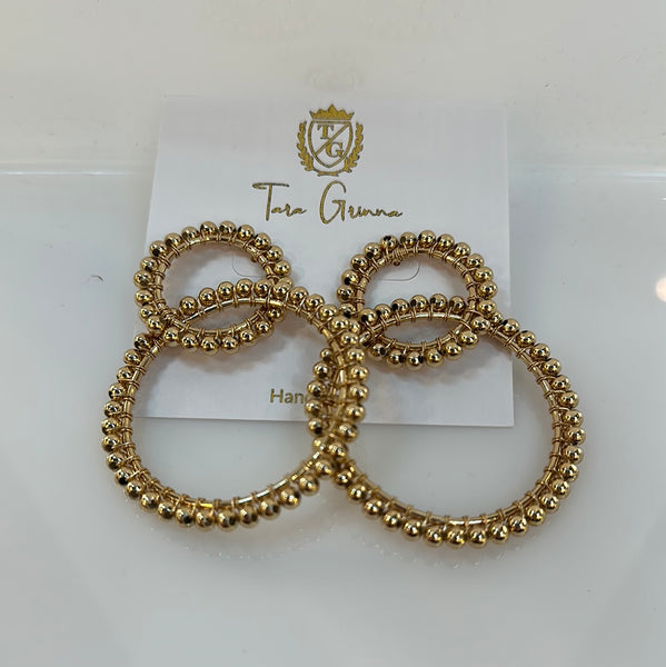 Double Hoop Earrings in 18k Plated Brass-(TG-910324)