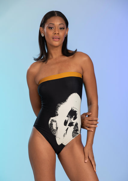 Bologna Strapless Print Bandeau One Piece Suit