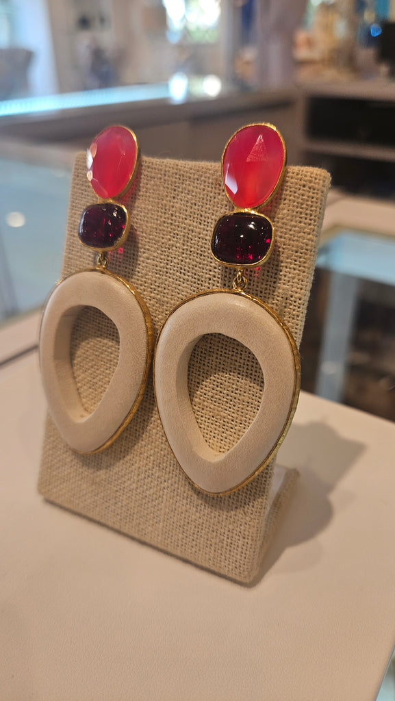 Gold Vermeil with Semi Precious Stone Earrings-(TG-910400)