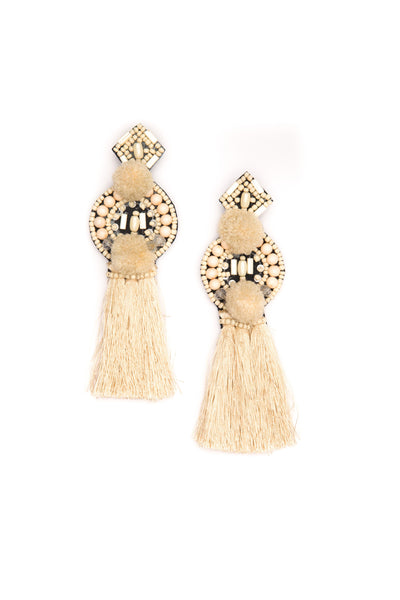 Large Beaded Tassel Earrings