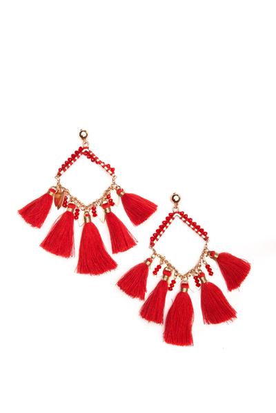 Large Drop Tassel Earrings