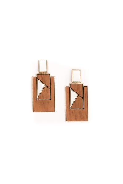 Modern Wood Block Earrings