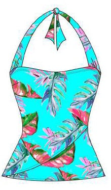 Asymmetrical Wide Set Strap Print Tankini (Style 150)