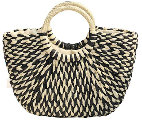 Medium Multi Toned Straw Tote with round handle (Style TG-8119)