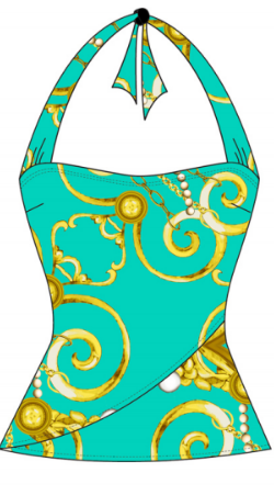 Asymmetrical Wide Set Strap Print Tankini (Style 150)