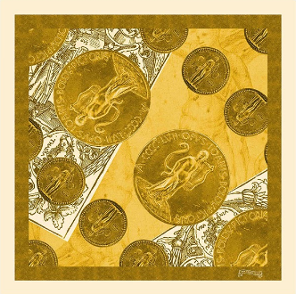 Apollo Coins Silk Twill Scarf (Style 509)