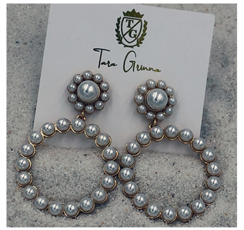 A Nod To Coco Earrings Large Pearl Drop Hoops (Style TG-91066)