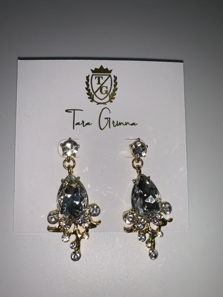 Crystal Tear Drop Earrings with Crystal Studs -(TG-910105)