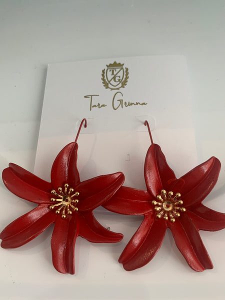 Floral Chili Colored Earrings-(TG-910111)