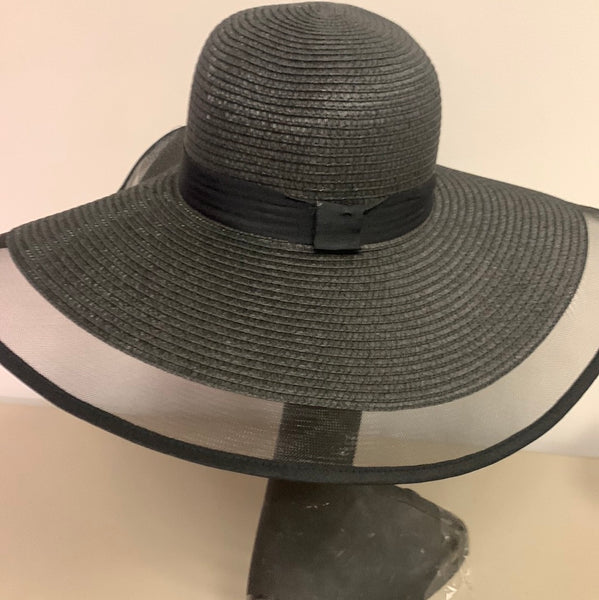 Large Brim with Fish Net Fringe Hat-(8253)