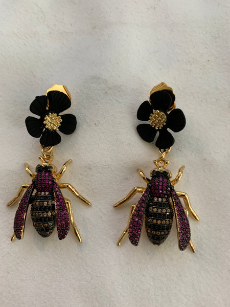 Bumble Bee Gemstone Earrings-(TG-910125)