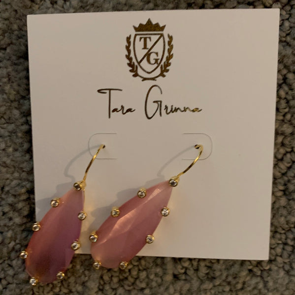 Elongate Gem Stone with Gold Prong Earrings-(TG-910261)