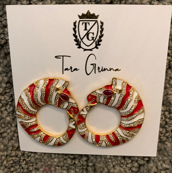 Zebra Enamel Earrings-(TG-910262)