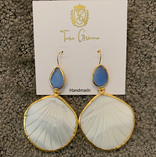 Double Stack Pearl Shape Gold Trim Earrings-(TG-910259)