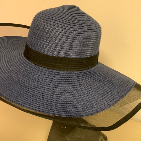 Large Brim with Fish Net Fringe Hat-(8253)