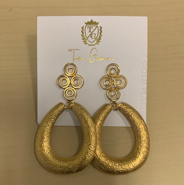 24K Gold Plate Hoop Stud Earrings-(TG-910241)