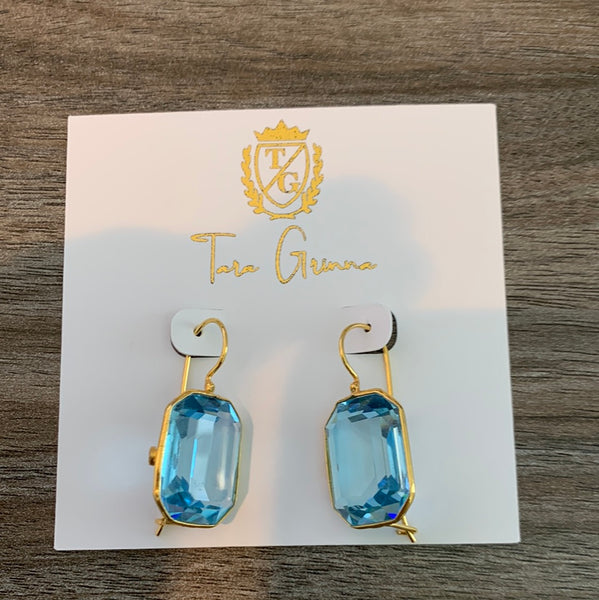 Light Blue Gem Stone Earrings-(TG-910276)