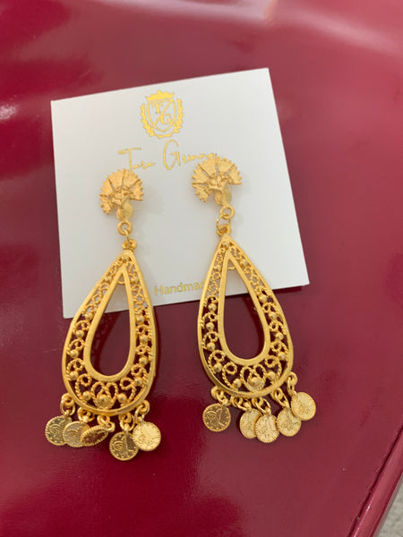 Gold Teardrop Chandelier Earrings-(TG-910130)