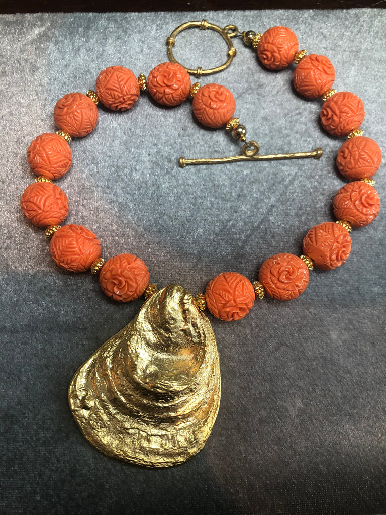 Coral Oyster Necklace-(TG-92134)