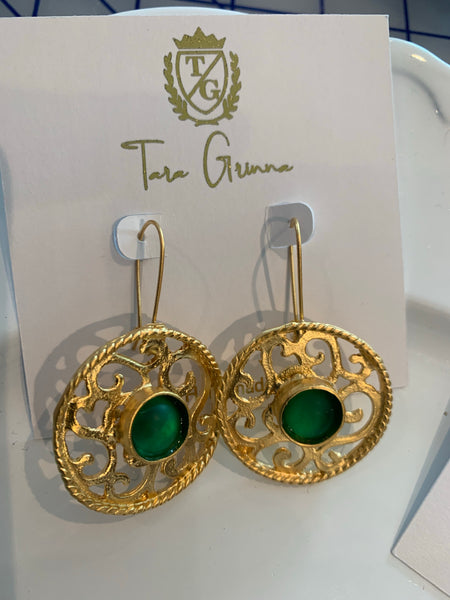 Circle Jewel Center Earrings-(TG-910139)