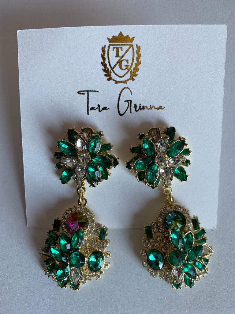 Floral Gemstone Earrings-(TG-91103)