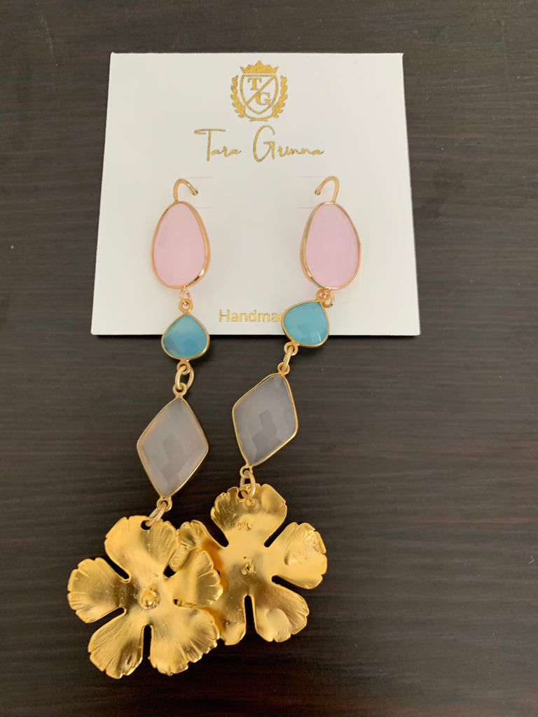 3 Drop Floral Earrings-(TG-910272)