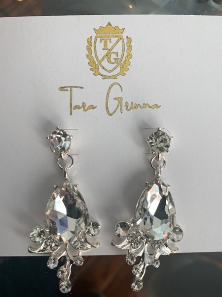 Crystal Tear Drop Earrings with Crystal Studs -(TG-910105)