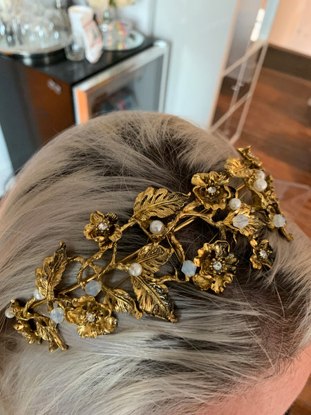 Floral Gold Tiara-(TG-9621)