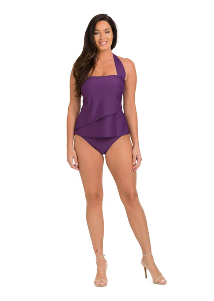 Asymmetrical Solid Wide Set Strap Tankini (Style 150)